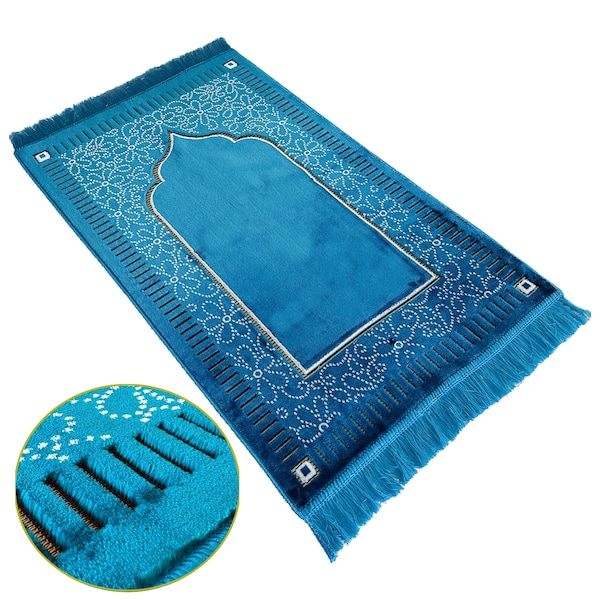 Nouveau Tapis de Prière en Velours de Style Mihrab (750g) - Grand Tapis de Prière / Janamaz - Taille: 120x70 cm - Fabriqué en Turquie