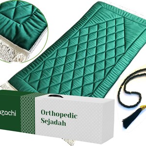 Extra Thick Original Padded (Cushioned) Large Prayer Rug (1.7kg ) Sajadah with Tasbih - %100 Satisfaction & Free Gift Box