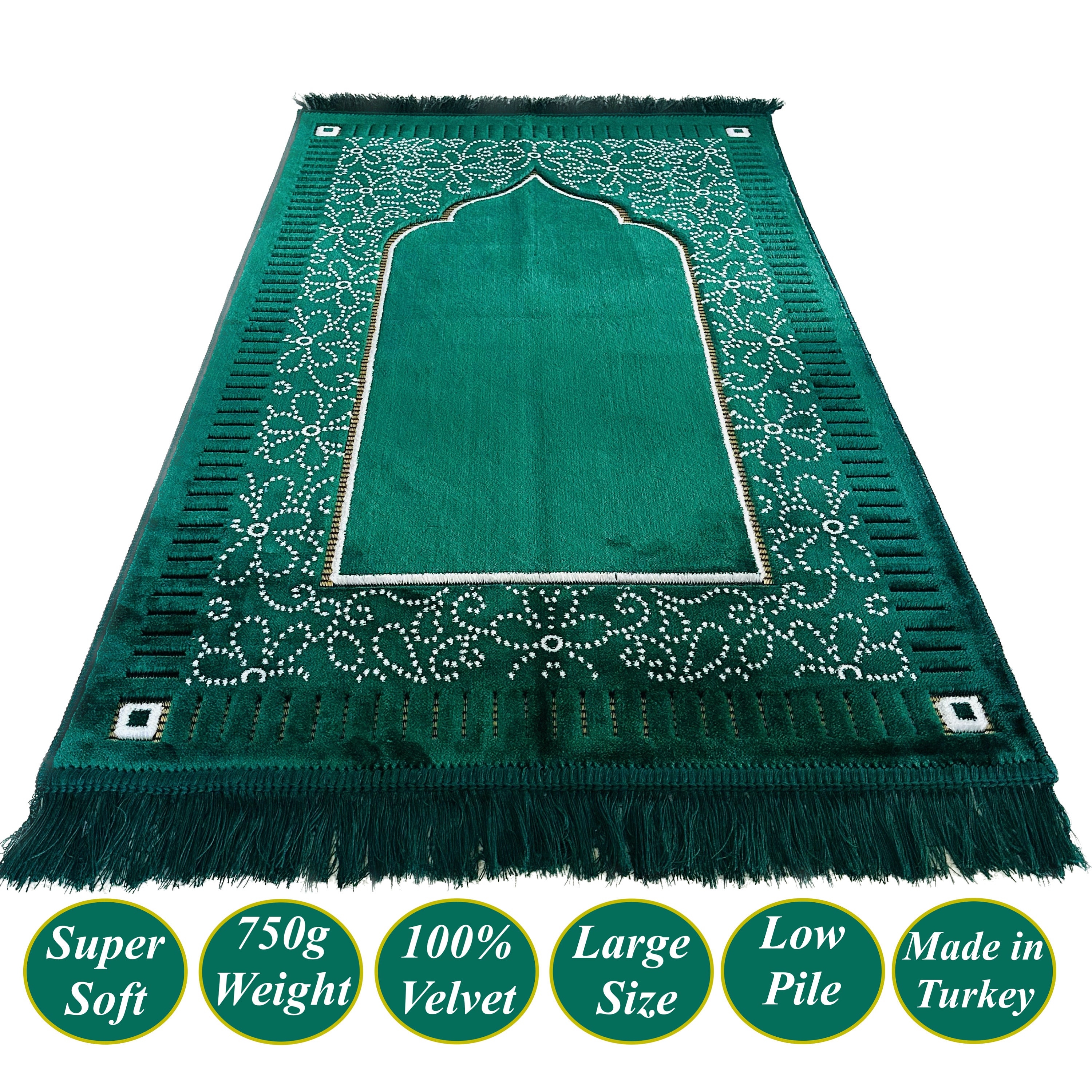 Nouveau Tapis de Prière en Velours de Style Mihrab 750g Grand