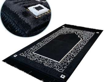 New Mihrab Style Velvet Prayer Rug (750g)-Large Prayer Mat / Janamaz |  Size: 110x70 cm - Made in Turkey