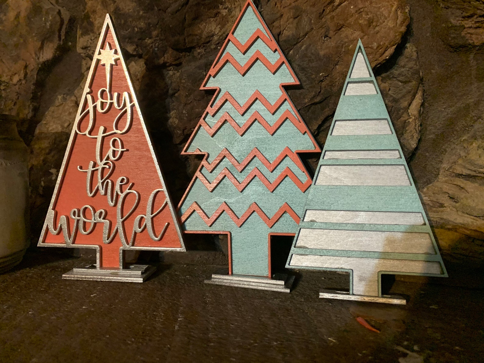 Set of Three Christmas Trees Etsy