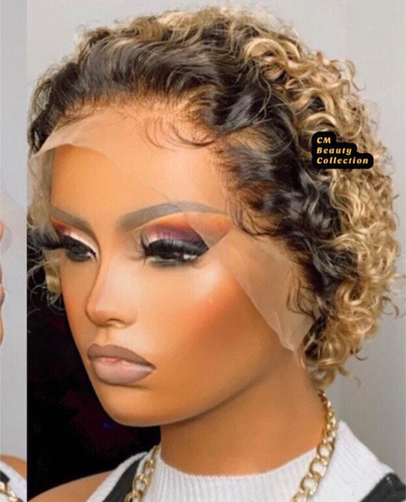 T Part Lace Wig Pixie Wig Brazilian Human Hair Color Etsy