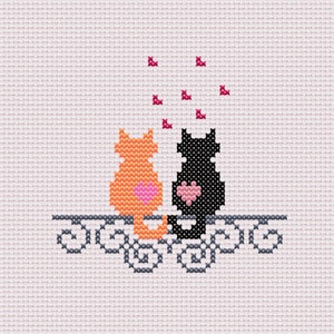 Cute cats sitting - Cross Stitch Pattern