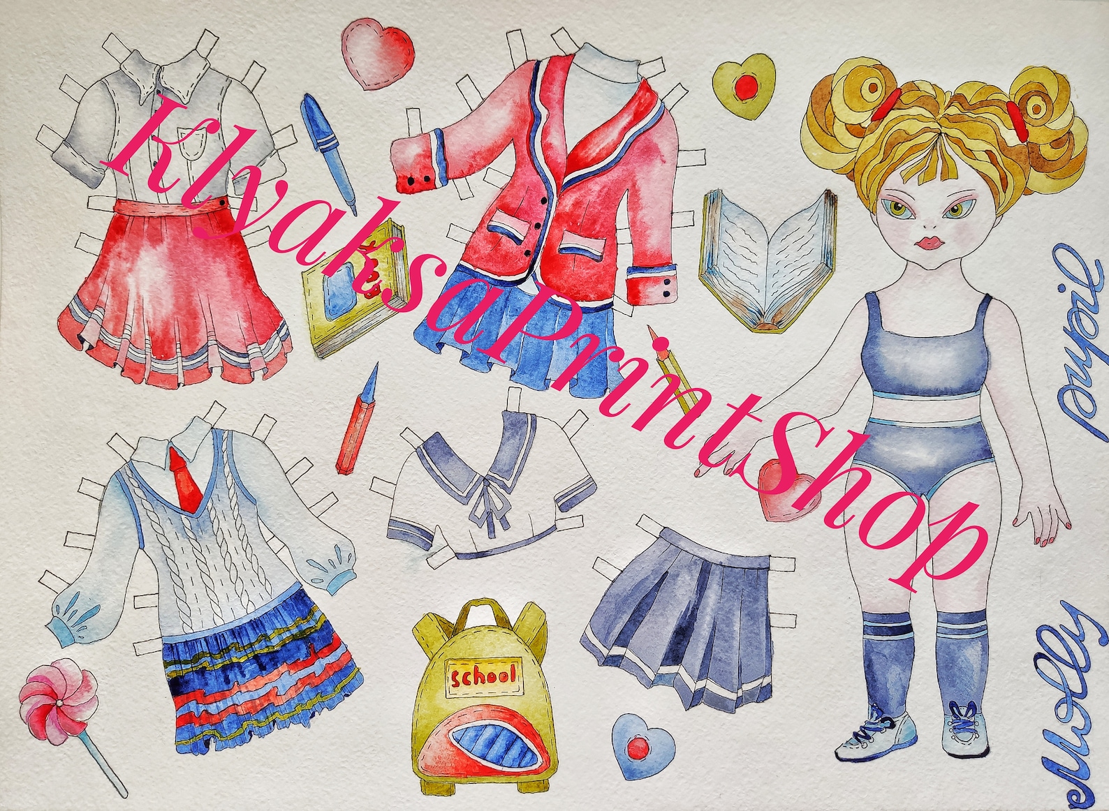 Paper Doll Printable Doll School Uniform Girl Dress Up Etsy