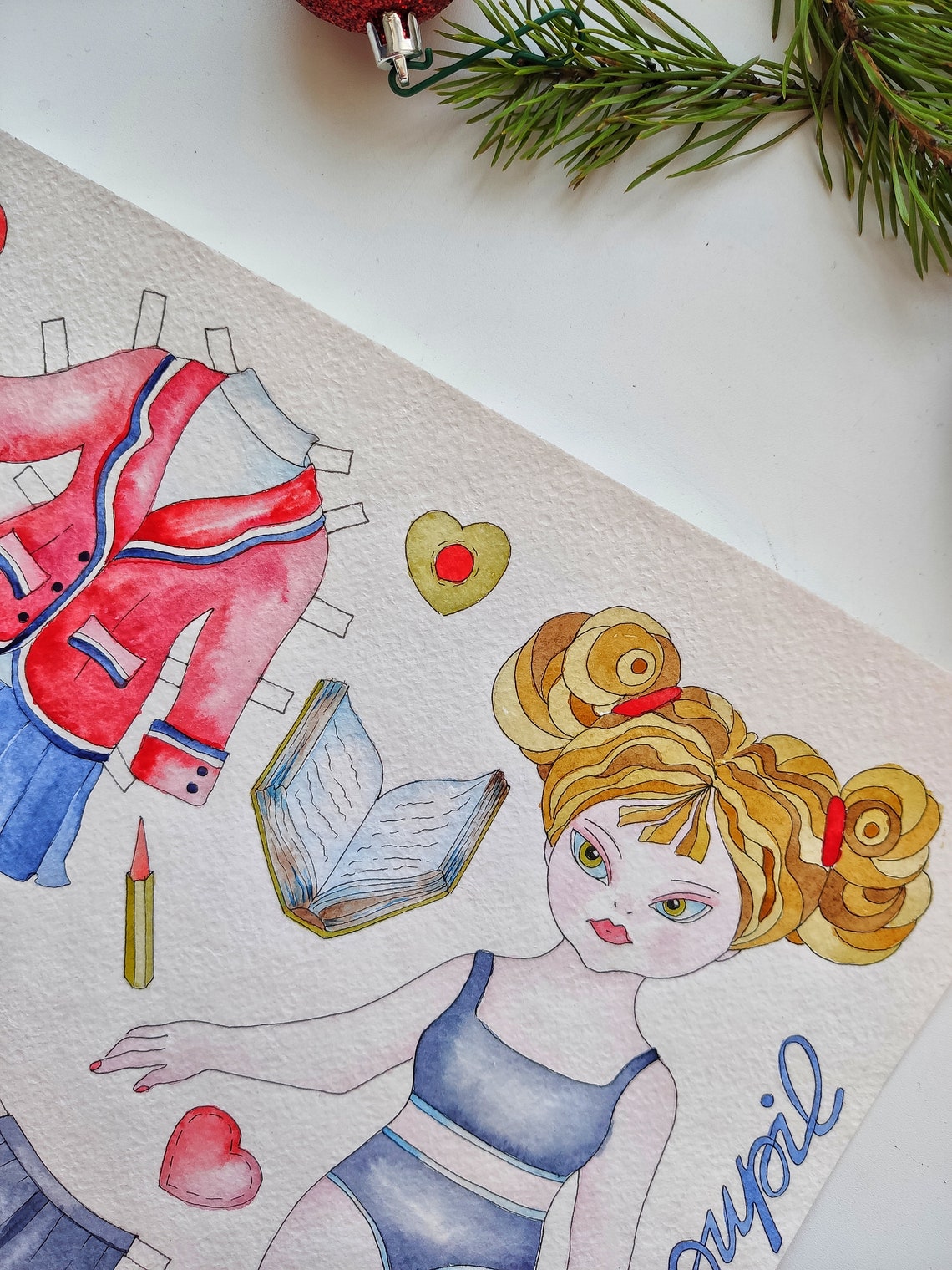 Paper Doll Printable Doll School Uniform Girl Dress Up Etsy