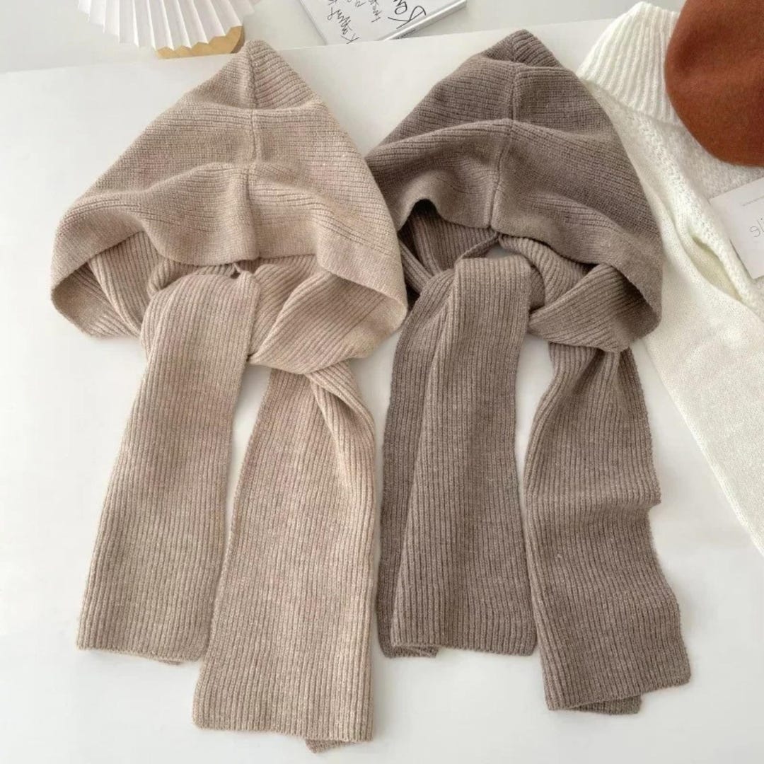 Stylish and Warm Knitted Hooded Scarf/neck Warmer (2-in-1)