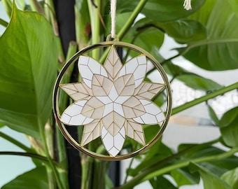White Metal Enamel Capiz Parol Philippine Christmas Lantern Filipino Ornament