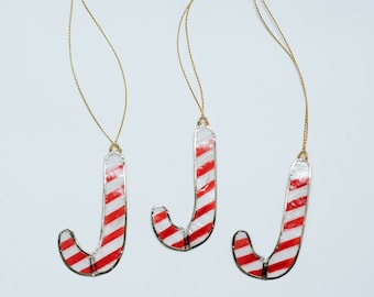 Candy Cane Capiz Christmas Ornaments