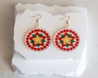 Philippine Capiz Parol Filipino Christmas Lantern Inspired Earrings Special with Ring