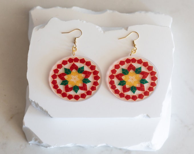 Philippine Capiz Parol Filipino Christmas Lantern Inspired Earrings Special with Ring