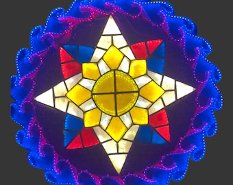 LED Philippine Flag Tala Combination Capiz Parol Philippines Christmas Lantern (PH2)