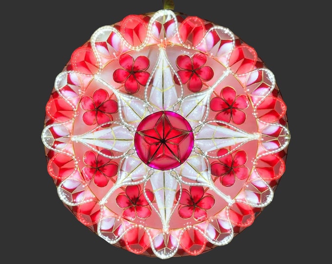 LED Tala with Ring Capiz Parol Philippine Christmas Lantern Red Flower