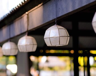 White Ball Capiz String Lights