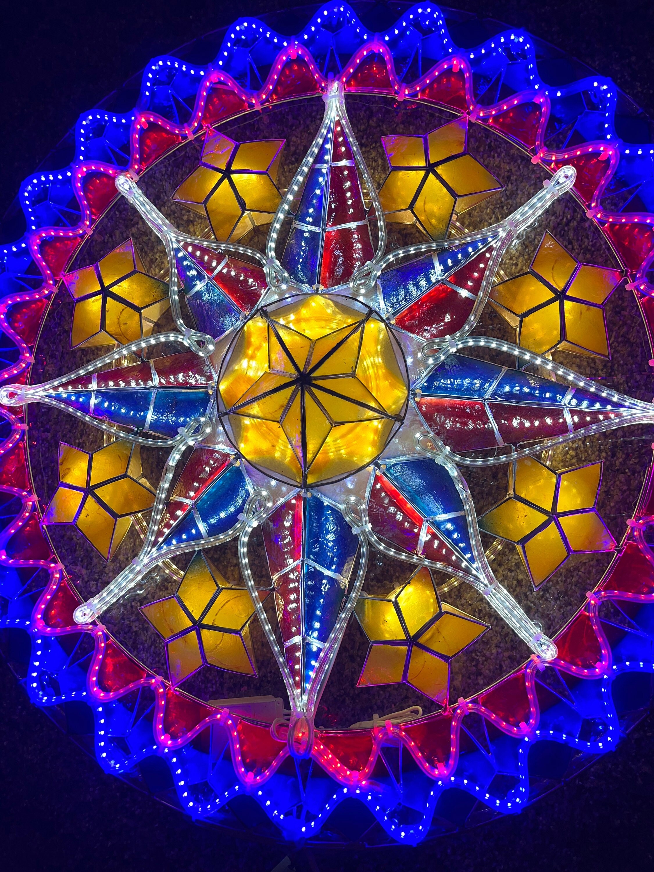 NO FLASH!! LED Philippine Flag Tala with Ring Capiz Parol Philippines