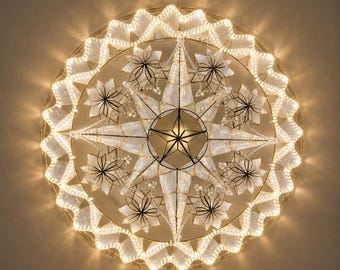 VORBESTELLUNG LED Soft White Tala mit Ring Capiz Parol Philippinen Weihnachtslaterne (ST46)