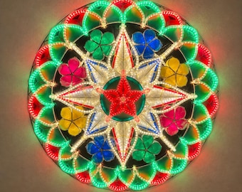 LED-Tala mit Ring Capiz Parol Philippinen Weihnachtslaternen-Design F7