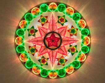 Vorbestellung: LED-Tala mit Ring, Capiz Parol, Philippinen, Weihnachtslaternen-Design, 36