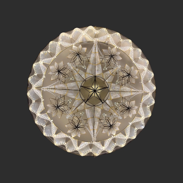 LED Soft White Tala with Ring Capiz Parol Philippines Christmas Lantern (ST46)