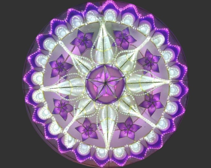 LED Tala with Ring Capiz Parol Philippines Christmas Lantern Design 11 (Purple Flower)