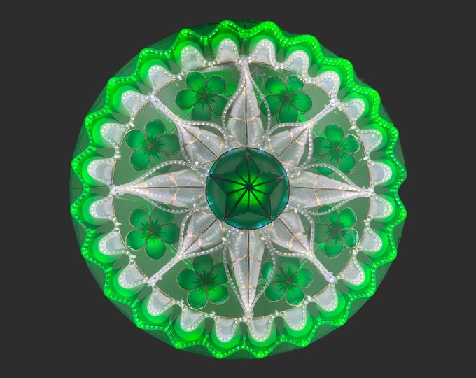 LED Tala with Ring Capiz Parol Philippines Christmas Lantern Design 14 (Green Flower)
