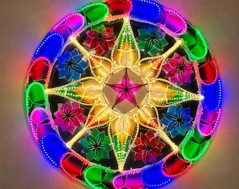 LED-Regenbogenlaterne Tala mit Ring aus Capiz (Philippinen) vorbestellen | ST52