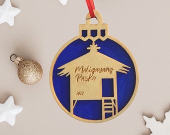 Filipino Bahay Kubo Wooden Christmas Ornament