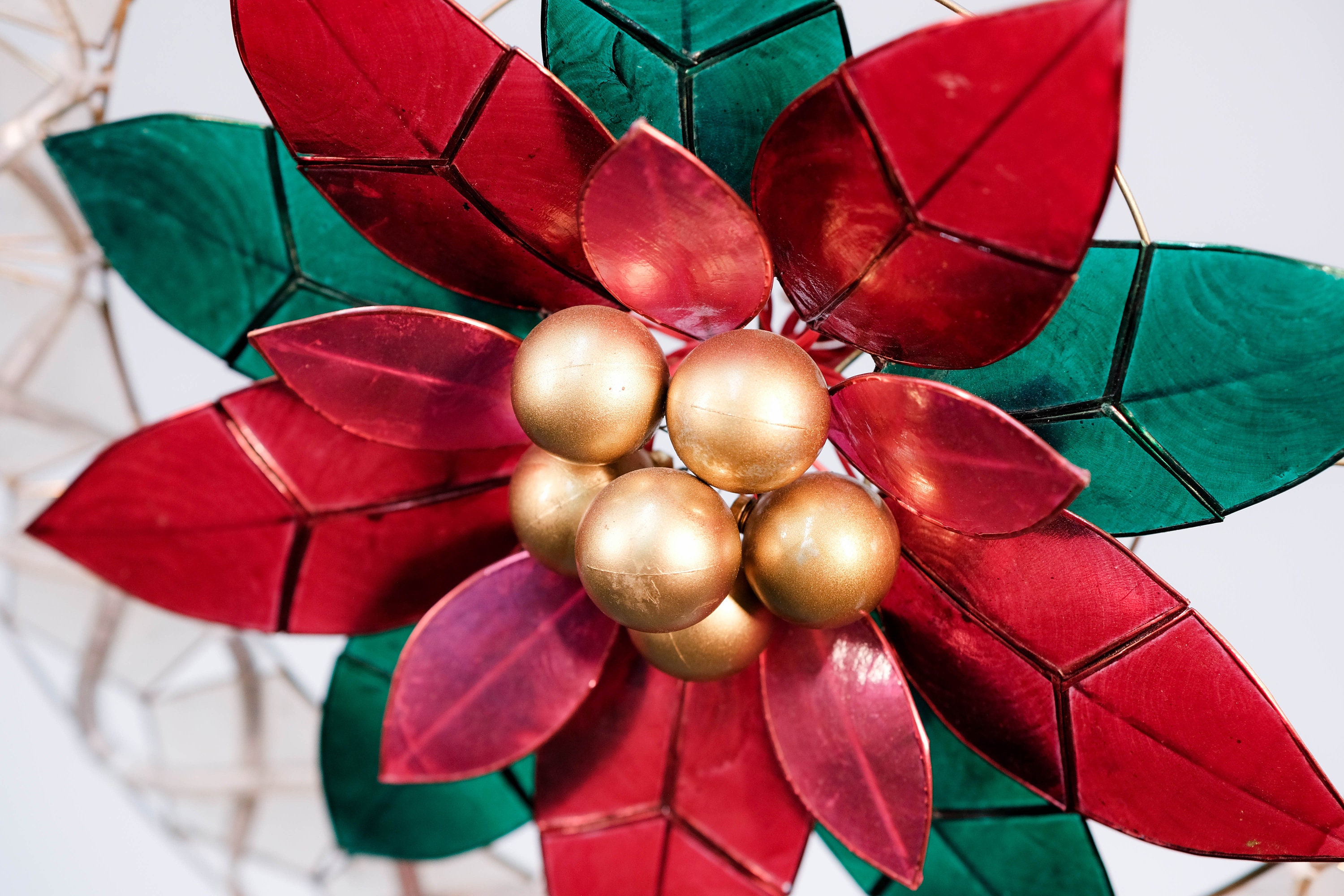 Poinsettia Capiz Parol Philippine Christmas Lantern