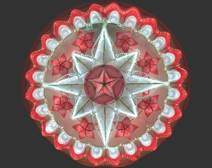 LED Tala with Ring Capiz Parol Philippines Christmas Lantern Design 13 (Red Flower)