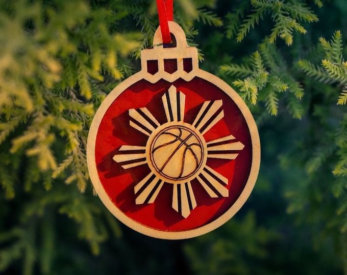 Filipino Basketball Wooden Christmas Ornament