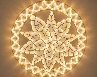 Vorbestellung: LED-Sondermodell Weiß mit Ring, Capiz Parol, Philippinen, Weihnachtslaternen-Design SC7