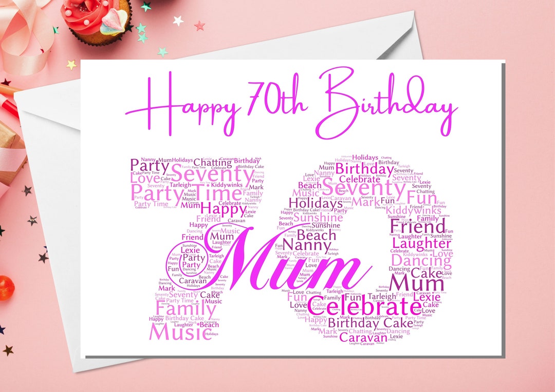Personalised 70th Birthday Card for Mum , 70th Greeting Card ...