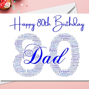 80th Birthday Card for Dad: Word Art Milestone Gift