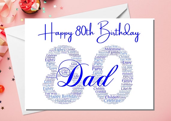80th Birthday Card for Dad 80 Today 80th Greeting Card