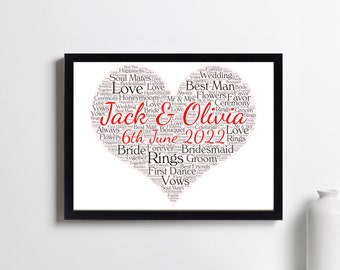 Personalized Wedding Word Art Print: Custom Couple Gift
