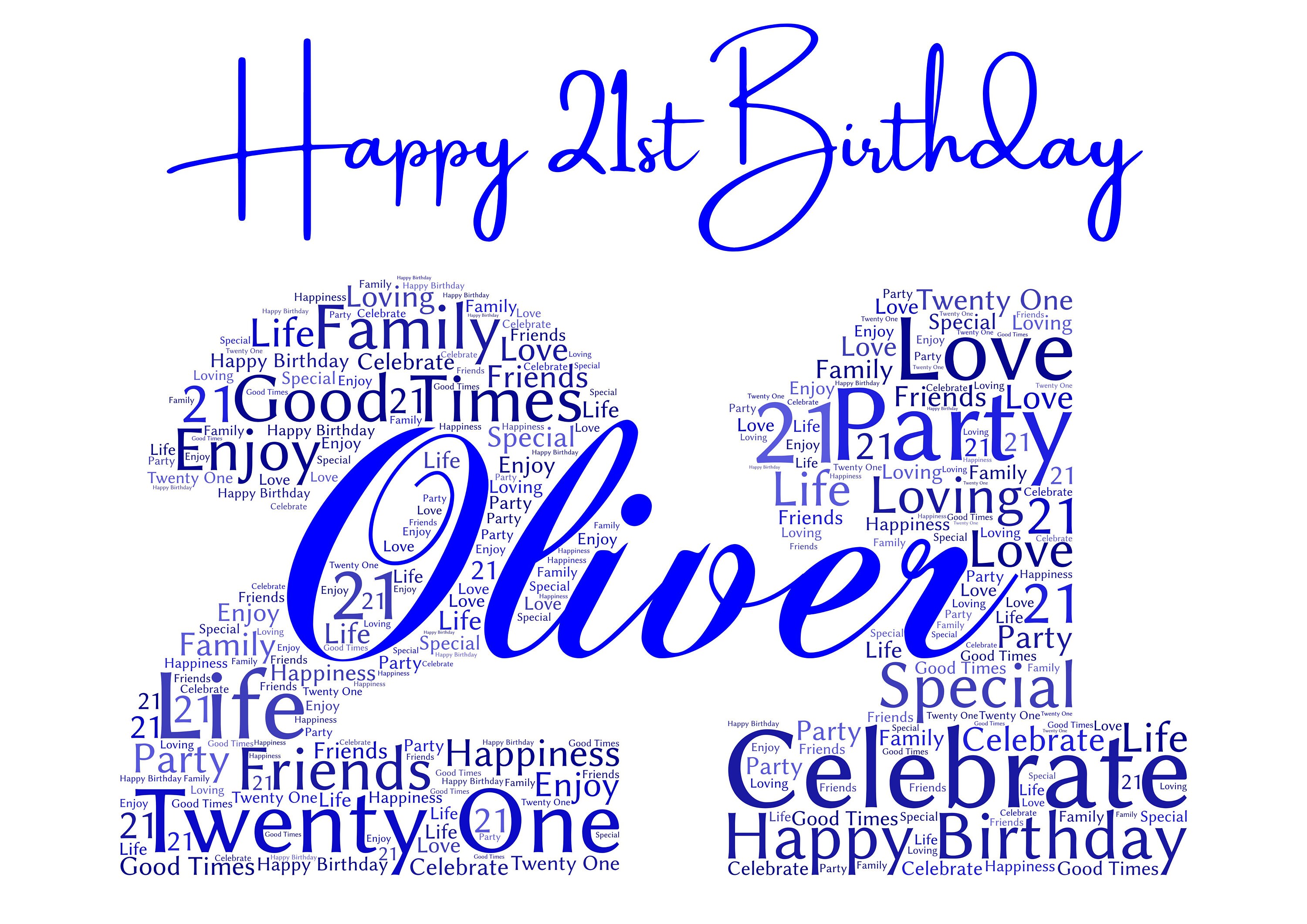 Personalized 21st Birthday Card: Word Art Keepsake - Etsy