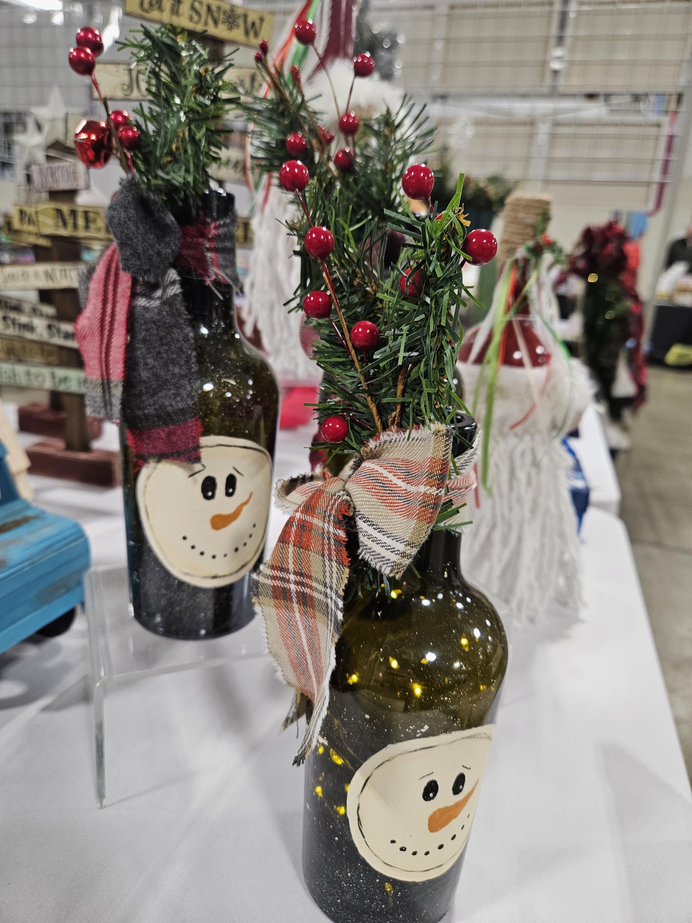 Hand Painted Snowman Bottles - Etsy VTG Hand-Painted Glass Bottle 12\