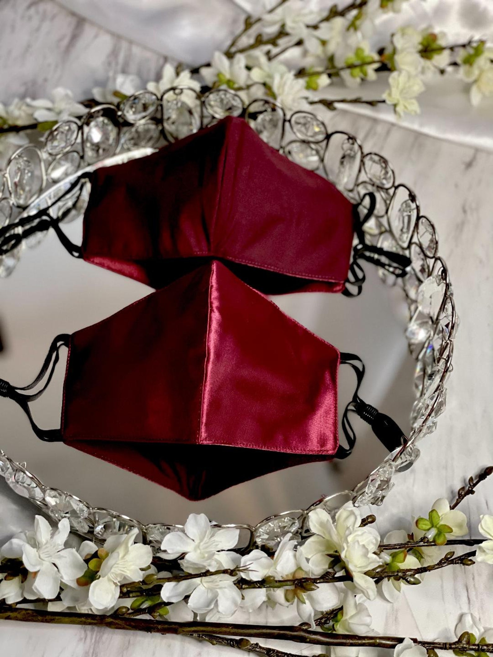 Burgundy Satin Face Mask Etsy