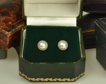 Classic Faux Pearl & Silver Stud Earrings