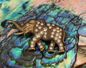 Victorian Style Crystal Set Elephant Brooch