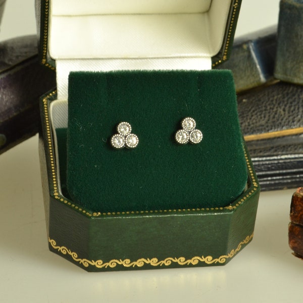 1930's Style Elegant Crystal & Silver Stud Earrings