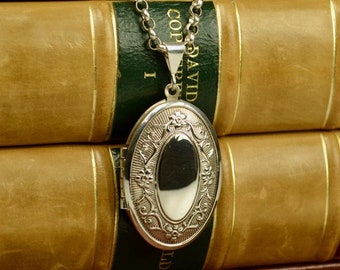 Sterling Silver Bordered Oval Locket