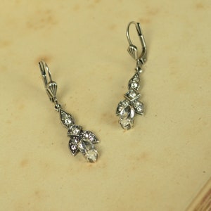 Silver and Marquise Crystal Earrings with Victorian Design
