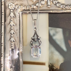 Victorian Inspired Silver Pendant set with Crystal