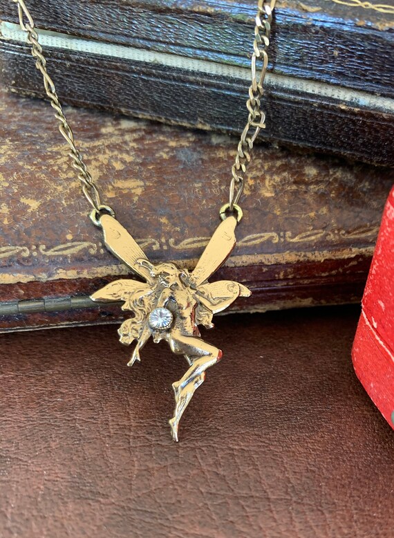 Collier Pendentif Art Nouveau En Bronze Argenté - Bijou Vintage D'occasion