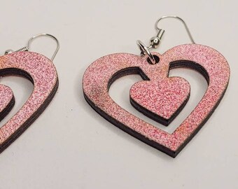Pink Heart Earrings/Valentine's Day Earrings/Valentine Gift/Women's Gift/Pink Dangle Earrings/Valentine Jewelry