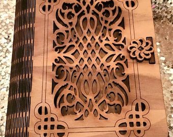 Trinket or Jewelry Wood Box with Scrollwork Design