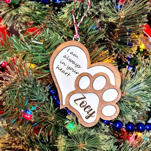 Pet Remembrance Ornament, Personalized Dog or Cat Memorial Paw Print, Pet Lover Gift, Sympathy Holiday Decor, Fur Baby Pet Loss Keepsake