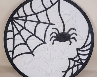 Spider Sign/Spiderweb Sign/Halloween Decoration/Wood Sign