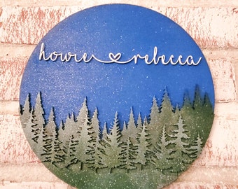 Forest Theme Woodland Sign, Wedding Gift Personalized Sign, Couple's Names