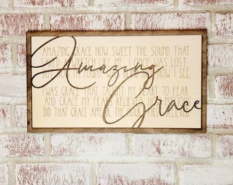 Amazing Grace Wood Sign, Song Lyrics